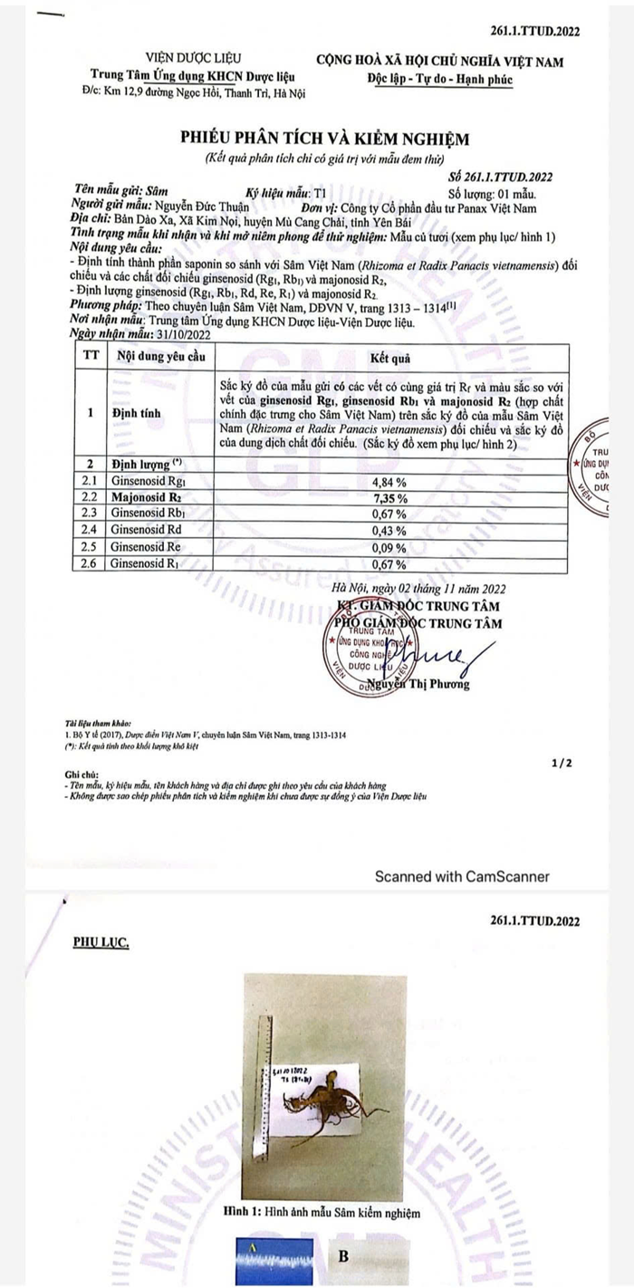 GIẤY KIỂM ĐỊNH THÀNH PHẦN